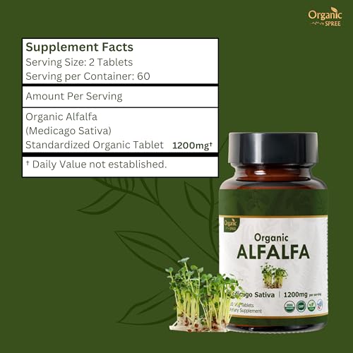 Organic Spree Alfalfa 120 Tablets | Medicago Sativa (Alfalfa) | Organic And Natural | Superfood Supplement With Vitamins And Minerals thumb #3