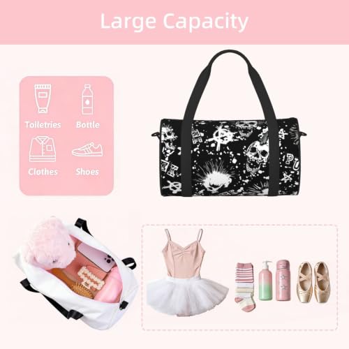 Mochila deportiva ligera y resistente con estampado punk blanco para viajes activos 5