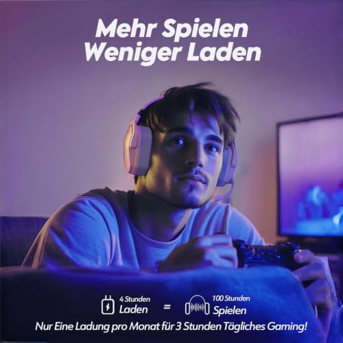 NUBWO G06 Dual Wireless Gaming Headset mit Mikrofon für PS5, PS4, PC, Mobile: 2.4 GHz Wireless + Bluetooth - 100 Stunden - 50mm -Treiber… – Ansicht 6