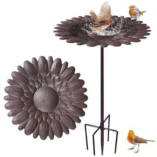 Metal Bird Bath for Garden, Freestanding Birdbaths Bowl for Outdoor, Bird Bath Bird Feeders, Wild Bird Feeder Tray, Attracting Wild Birds, Detachable, for Garden Patio Yard Lawn