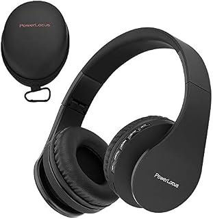 PowerLocus Wireless Bluetooth Over-Ear Stereo Foldable Headphones, Wired Headsets with Built-in Microphone