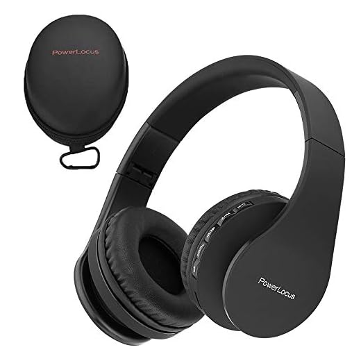 PowerLocus Trådlös Bluetooth Over-Ear stereo hopfällbara hörlurar, trådbundna headset brusreducering med inbyggd mikrofon för iPhone, Samsung, LG, iPad (svart)
