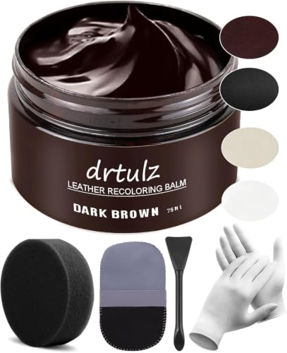 Dark Brown Leather Recoloring Balm, Leather Repair Kit for Furniture, Leather Scratch Remover, Leather Color Restorer for Couch, Car Seats, Shoes - Repair...