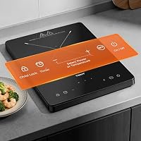 TOKIT Induktionskochfeld 2000 W, Induktionskochplatte mit 9 individuellen Leistungsstufen, 90-Minuten-Timer, Ultradünn 40 mm, Schwarz für die Küche (M1) – Ansicht 3