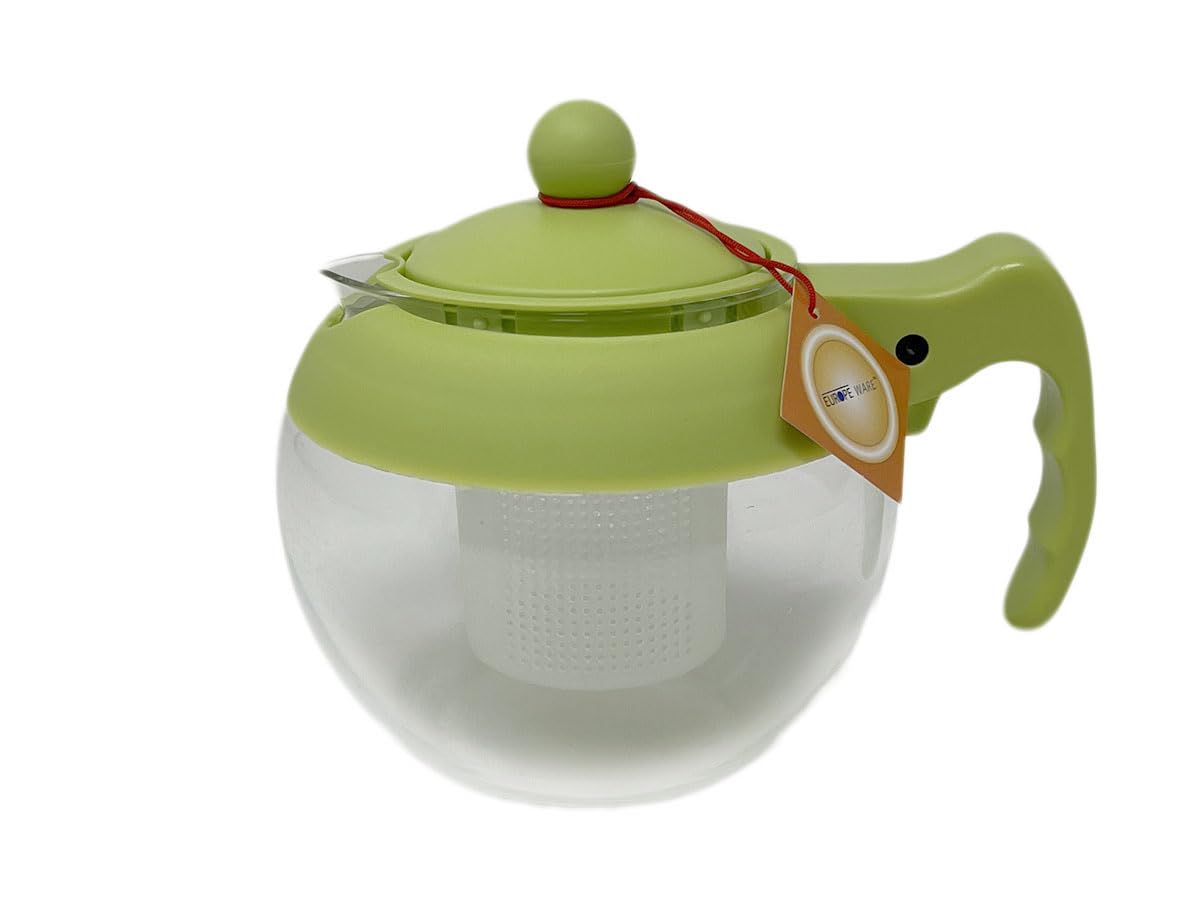 EUROPE WARE Teapot Heatproof Glass Teapot 750 mL Green Color, Glass with Infuser