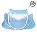Plegable Bebé Infantil Pop-up Cuna,Cuna Anti-Bug Carpa Mosquitera Con Colchón Almohada,Portable Nursery Cama Cuna Canopy Viaje/Playa/Parque/Sombra De Árbol (Color : Azul)