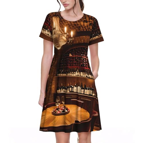 Robe d'été motif cave à vin rouge fluide pour rester fraîche et élégante au soleil