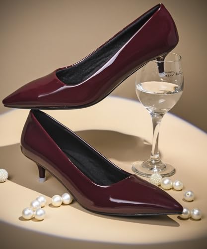 Image of JM LOOKS Women Pointed Toe Kitten Heel Pumps for Office, Formal Meetings and Everyday Wear