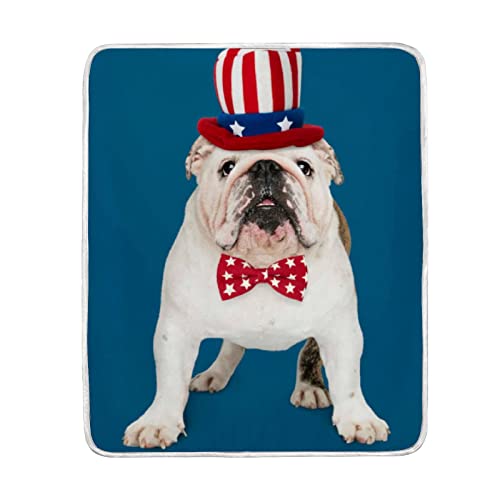 Usa Flag Bulldog Throw Blanket For Sofa Couch, Soft Cozy Warm Bed Blankets Gift For Kids Adults Girl Boys 50 X 60 In #TOP19