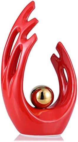 LCCCK 12'' h Red and Gold Abstract Art Ceramic Statue Sculpture, Home Modern Centerpiece Dinner Table, Kitchen, Bathroom Mantelpiece Coffee Table Office Entryway Aesthetic Decoration Big