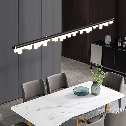 Lámpara colgante de tubo largo lineal negro de 90cm con pantalla acrílica blanca 4
