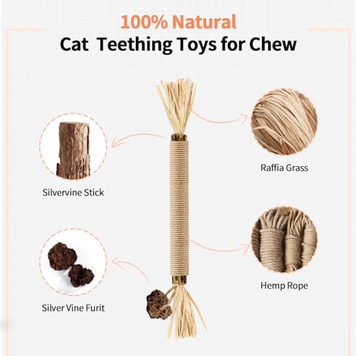 YWAOOH Catnip Toys with Silvervine for Cats, Cat Chew Toy for Kitten Teething, Interactive Cat Toy for Indoor Cats, Silvervine Sticks Cat Toys - Thumbnail 2