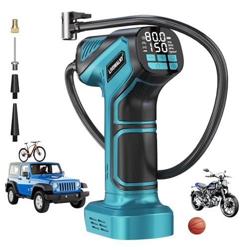 Tire Inflator Portable Air Compressor Compatible With Makita 18V Battery, LIVOWALNY 150PSI Air Pump, Cordless Tire Pump Digital Pressure Gauge, Tire Inflator for Car, Bike, Motorcycle (Tool Only)