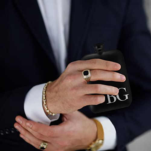 Groomsmen Gifts Set of 6, Personalized Hip Flasks, 6 Oz Engraved Top Pocket Flask with Curved Edges, Groomsmen Proposal, Best Man Gifts for Wedding, Groomsmen Gifts for Wedding - Black, D2