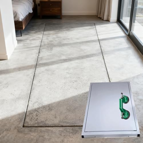 Customizable 28-31 Inch Storage Room Floor Hatch - Manual Opening Crawl Space Entrance, High Camouflage Hayloft Trapdoor, Flush Mount (60X31 cm)