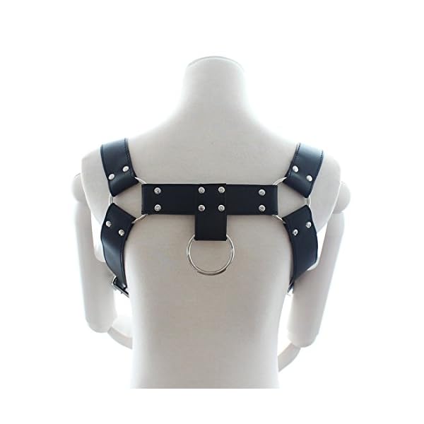 TiaoBug Herren Wetlook Leder Body PU PVC Brust Harness Punk Gothic Party Kostüme Zubehör sexy Sklave Cosplay Bandage… – Bild 5