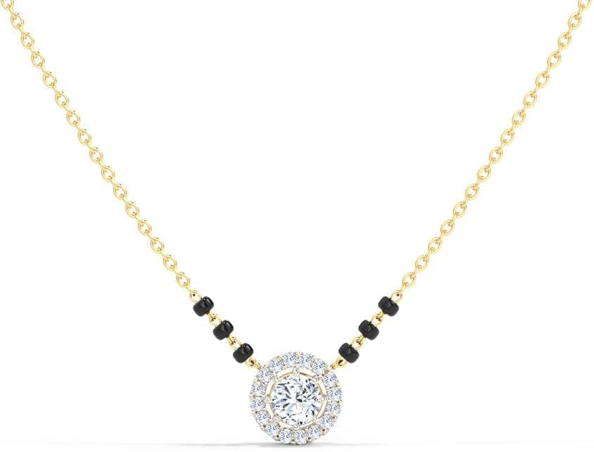 american diamond traditional short Gold mangalsutra for women