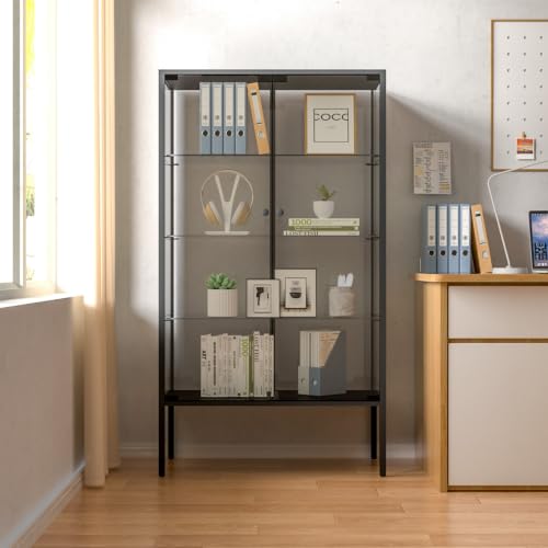 Image of Beauty4U Iron Frame Glass Display Cabinet, 4-Shelf Curio Cabinet