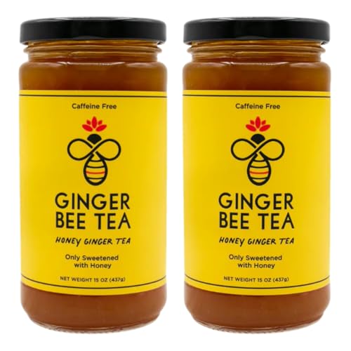 Image of Ginger Bee Honey Ginger Tea Concentrate, Real Honey, 15 oz (2 Pack) | Never corn-syrup honey; 5 clean ingredients; no refined sugar; throat and digestive comfort; hot or iced; ~19 servings