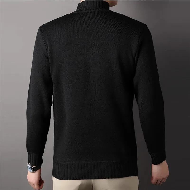 Autumn Winter Slim Knit Men Solid Neck Knitted Sweater Men' Warm Long Sleeve Knitwear Man Pullover4