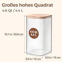 ComSaf Vorratsgläser, Glasbehälter mit Deckel, Vorratsdosen Glas 4,4 L×2, Eckig Borosilikat Bambusdeckel, Platzsparend Einmachgläser für Küchenaufbewahrung, Mehl Behälter Reis Müsli Getreide – Ansicht 2