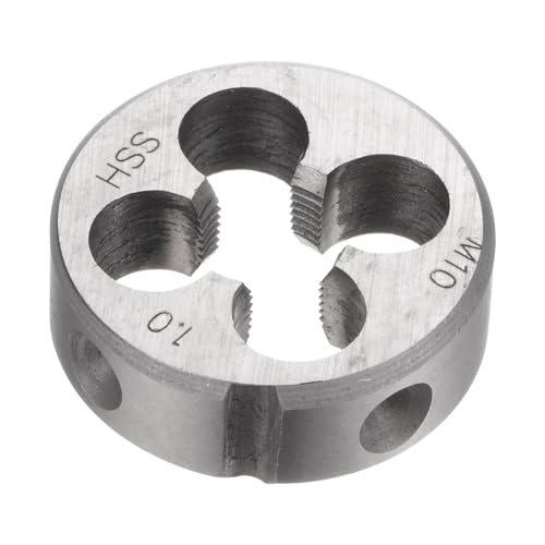 QUARKZMAN Filières à Fileter Rondes, Filetage Métrique M10 x 1 (Droite), Acier Rapide (HSS) Outil de Réparation de Filière de Coupe de Vis