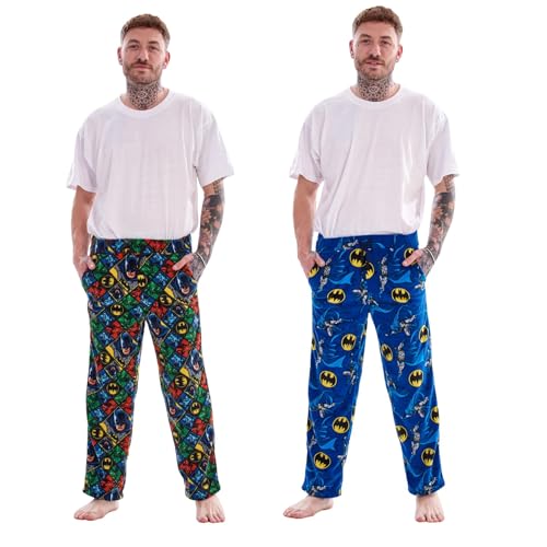 Keanu Pack of 2 Lounge Pants - Official Licensed Designs - Supersoft Fleece Pyjama Trouser Bottoms Night Wear (Bat Man Pack - L) - Image 5