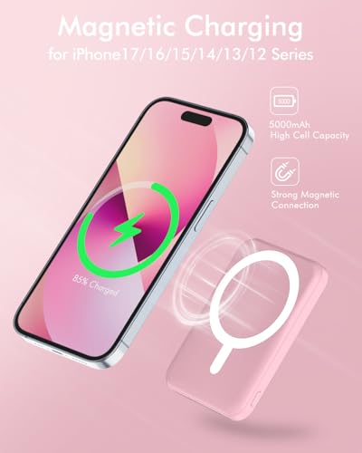 image for podoru for Magsafe Battery Pack, 5000mAh Magnetic Power Bank with Type