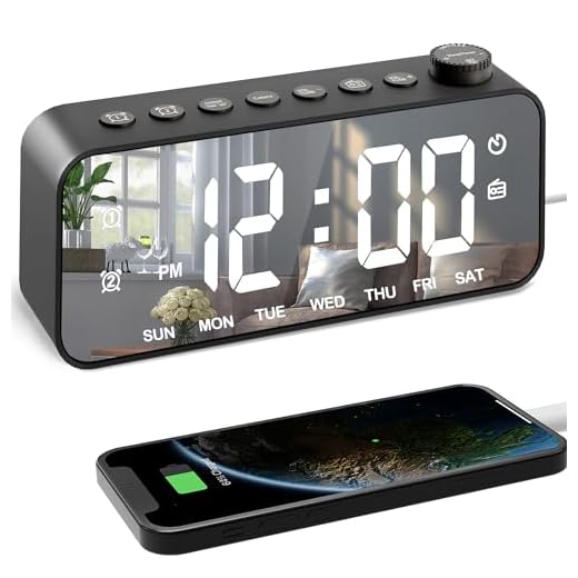 RGB Color Digital Alarm Clock Radio With Mirror Surface, Adjustable Brightness and Volume, Dual Alarm with Weekday/Weekend Mode, Snooze, FM Radio Sleep Timer, USB Charging Port, for Bedroom, Bedside