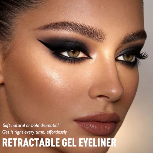 Black Gel Eyeliner Pencil, Retractable Waterproof Eye Liner Smudge-Proof... - Image 3