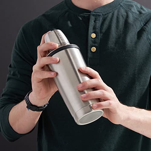 Viski Alchemi Vacuum Insulated Cocktail Shaker - Stainless Steel Double Walled Shaker With Citrus Reamer, Cap, Strainer - 18 Oz 3-Piece Bar Set #TOP4