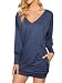 ZANZEA Women's V-neck Long Sleeve Loose Blouse Jumper Tops Mini Dress Pullover Blue US 4/ASIAN S