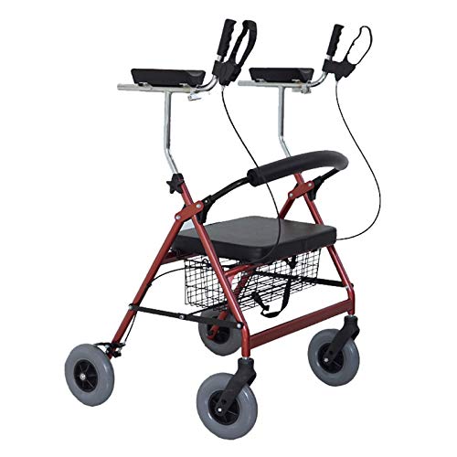 携帯性折りたたみ式高齢者ウォーキングウォーカー 4 ラウンドアルミニウム合金歩行補助直立アームサポートウォーカー高齢者の不便な足と足のためのボックス付き快適性を 2 倍にします Full of stars