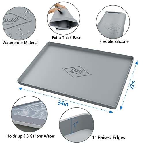 Eapele Under Sink Mat Kitchen Cabinet Tray,34"X22",Flexible Waterproof Silicone Made, Hold Up To 3.3 Gallons Liquid (Gray) #TOP2