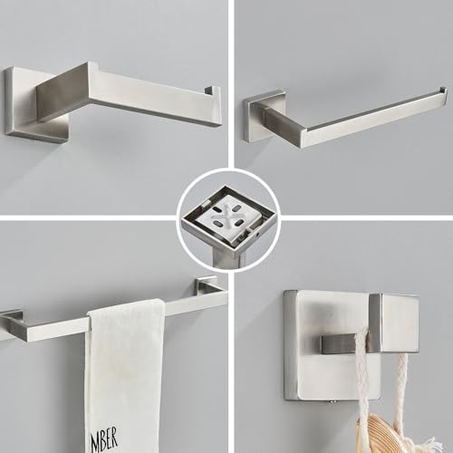 Soporte de papel y gancho de baño en acero inoxidable para evitar el desorden 4