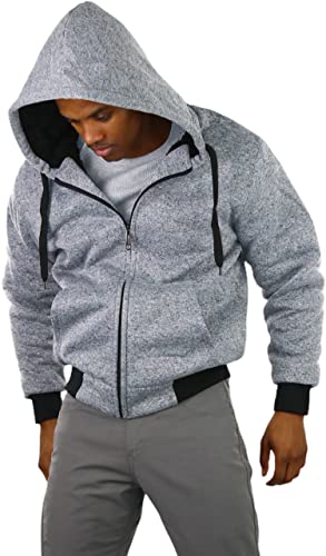 Image of ToBeInStyle Men's Polar Fleece Long Sleeve Zip Up Kangaroo Pocket Cold Weather Hoodie Jacket