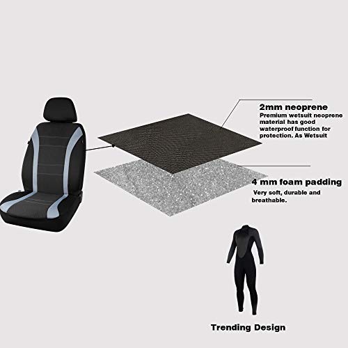 Pic Auto Waterproof Universal Wetsuit Neoprene Car Seat Covers, Low Back With Airbag Compatible For Cars Suvs Vans Trucks (4 Pieces, Gray) #TOP5