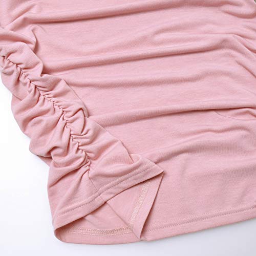 Bhome Maternity Tops Flying Shorts Sleeve Tshirt Side Ruched Pregnant Blouse Casual Tunic Lotus Pink L #TOP5