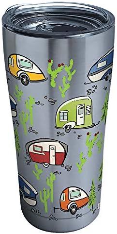 Tervis Retro Camping Stainless Steel Insulated Tumbler with Lid, 20 oz, Silver