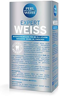 PERLWEISS Expert biała pasta do zębów I skuteczne czyszczenie zębów i wybielanie zębów I 4 stopnie bielsze zęby w ciągu 3 tygodni I z perlitem I (50 ml)