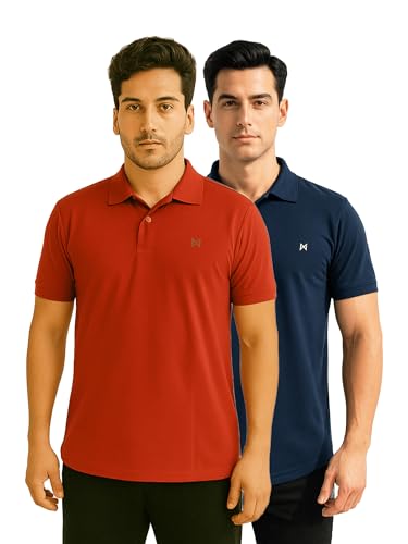 Image of Force NXT Men's Premium Microfiber Fabric Solid T-Shirt | Polo Neck Half-Sleeves T-Shirt for Men | Label Free with Anti-Static for Daily Uses