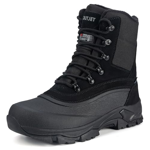 OUTJET Men's Insulated Winter Snow Boots Waterproof