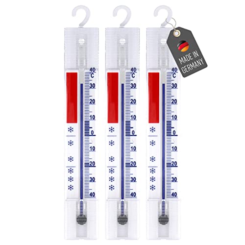 Lantelme 3 Stück Kühlschrankthermometer mit Haken zum Aufhängen Temperaturbereich + - 40°C | Analoges Thermometer Set für Gefrierschrank Kühlfach Kühltheke und Kühlschrank zur Temperaturkontrolle