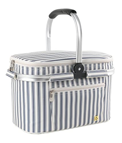 ALLCAMP OUTDOOR GEAR Picknickkorb-Set, faltbar, mittelgroß, blau gestreift Cover