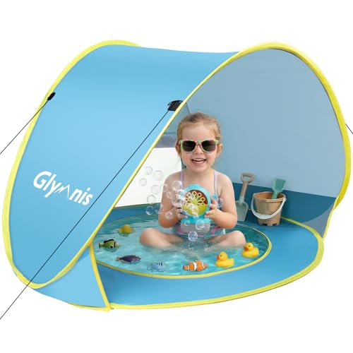 Glymnis Pop Up Baby Beach Tent Anti UV Baby Tent with UPF 50+ UV Protection and Pool Portable Baby Sun Shade Tent for Beach Garden Park