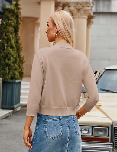 Image of GRACE KARIN Women Cardigan Sweaters Lightweight Knit Cropped Cardigans Trendy 3 /4 Sleeve Shrug Bolero S-3XL