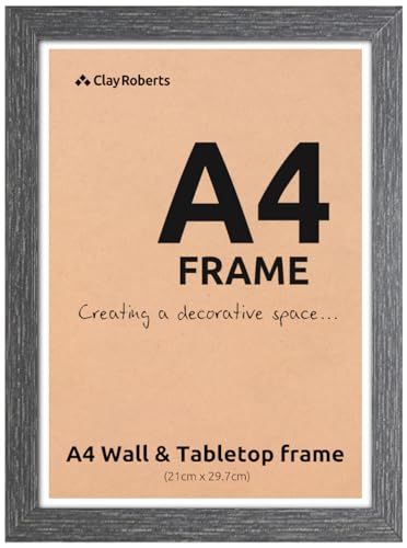 Clay Roberts A4 Frame, Photo Frame, Dark Grey, A4, Picture Frame, Certificate Frame, Art Print Poster Frame, Freestanding and Wall Mountable, 21cm x 29.7cm Picture Frames