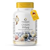 Cromo 200μg - 250 comprimidos de 200μg cada uno - elaborado con picolinato de cromo - DOSIS ALTA - Calidad farmacéutica alemana - vegano | Warnke Vitalstoffe