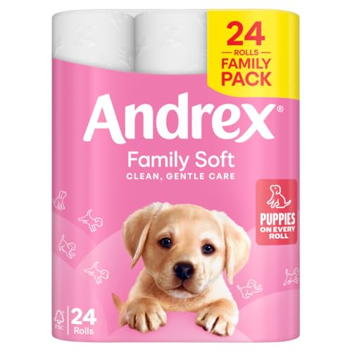 Andrex Family Soft Toilet Paper 24 Rolls (Previously Andrex Gentle Clean) Gentle on your Family’s skin– Pack of 24 Toilet Rolls, 170 sheets Per Roll, FSC Certified