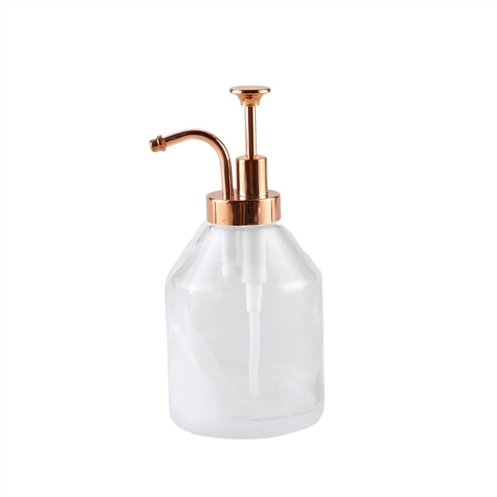 Dozownik mydła, dozownik mydła, gruby, przezroczysty szklany dozownik z pompką w kolorze różowego złota, 400 ml, okrągły dozownik do butelek do rąk, mydła, balsamu kuchennego